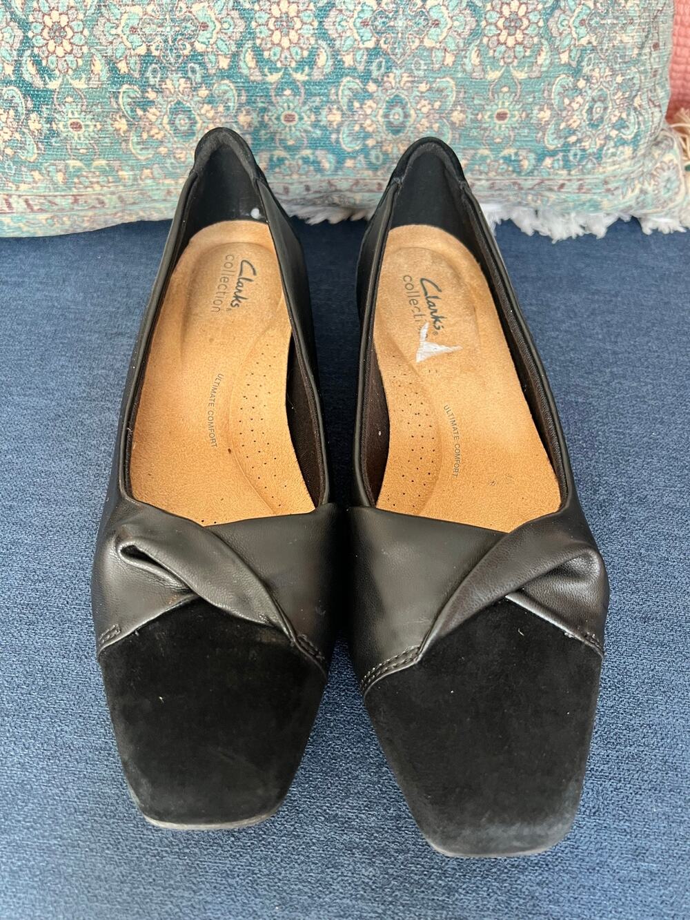 Clarks Collection Women’s Size 10 M Black Leather Suede Comfort Loafers Slip On